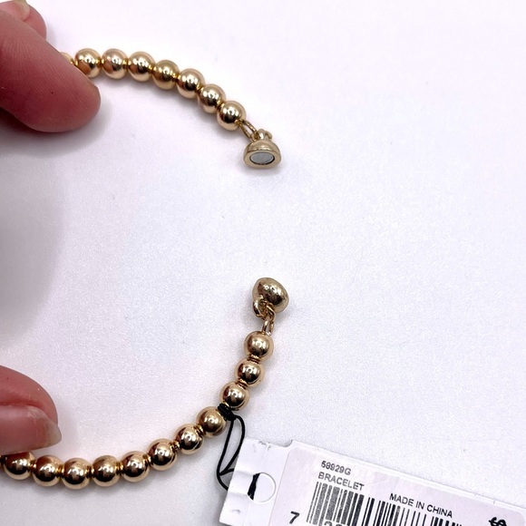 Guess Magnetic Closure Gold Tone Bead and Rhinestone Bracelet - Picture 3 of 3